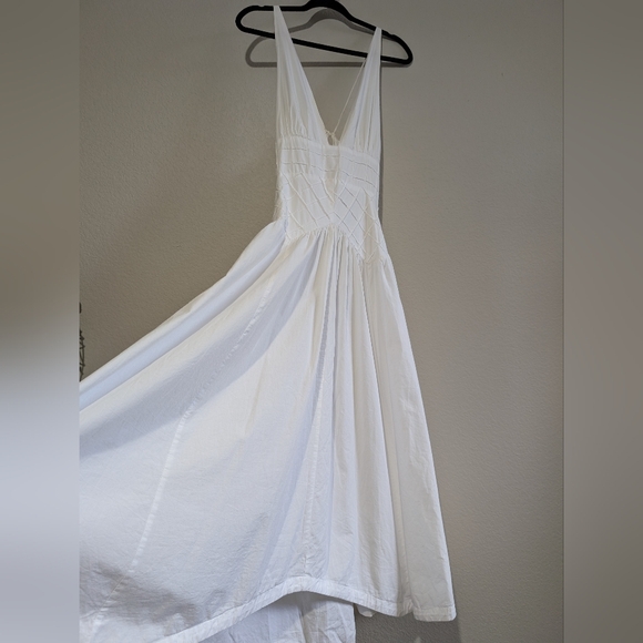 Free People Summer Queen Midi Lace Up Back Midi Dress White S - Picture 2 of 14